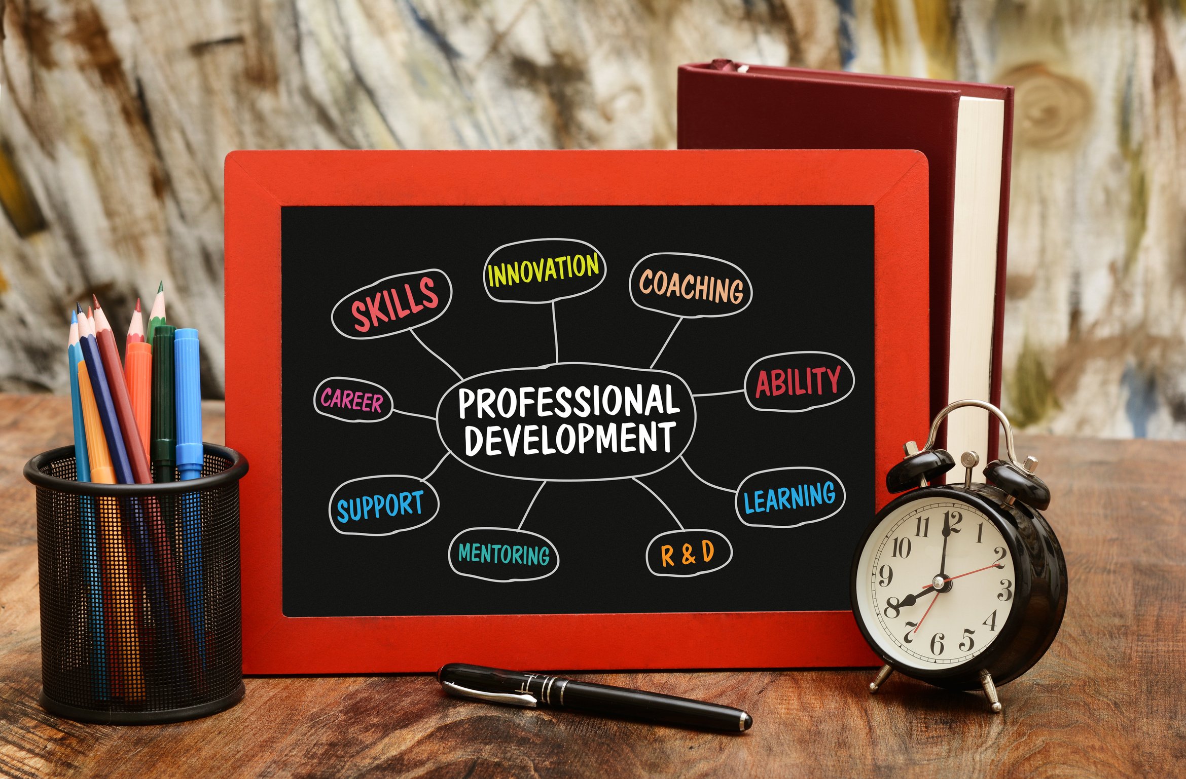 Professional Development Chart on chalkboard - Business Concept